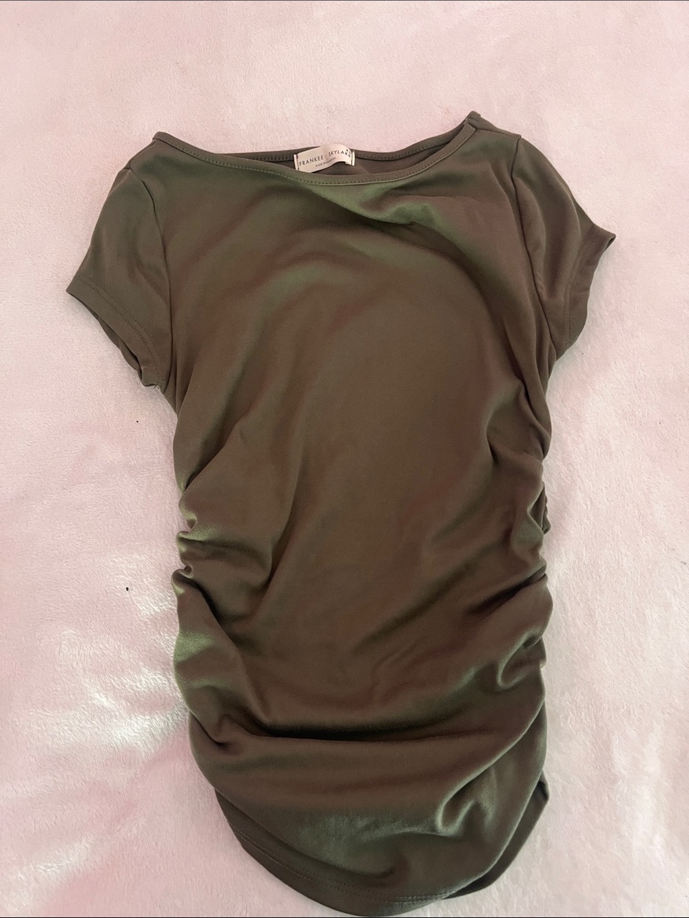 Stretch Ruched Olive Green Women’s Top